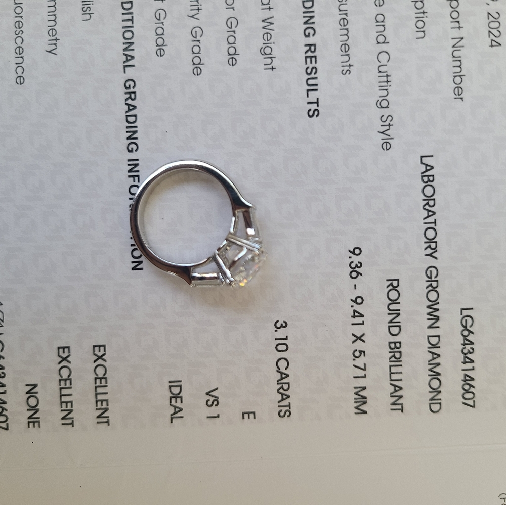 HW Style 3.5 Ct Diamond Platinum Engagement Ring with Tapered Baguette sides - Picture 6 of 12